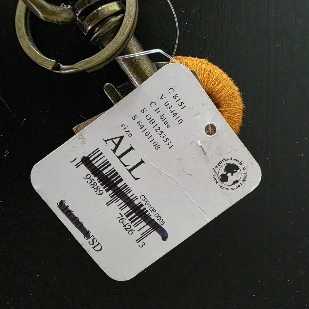 NEW Free People Leather Brass Keychain
